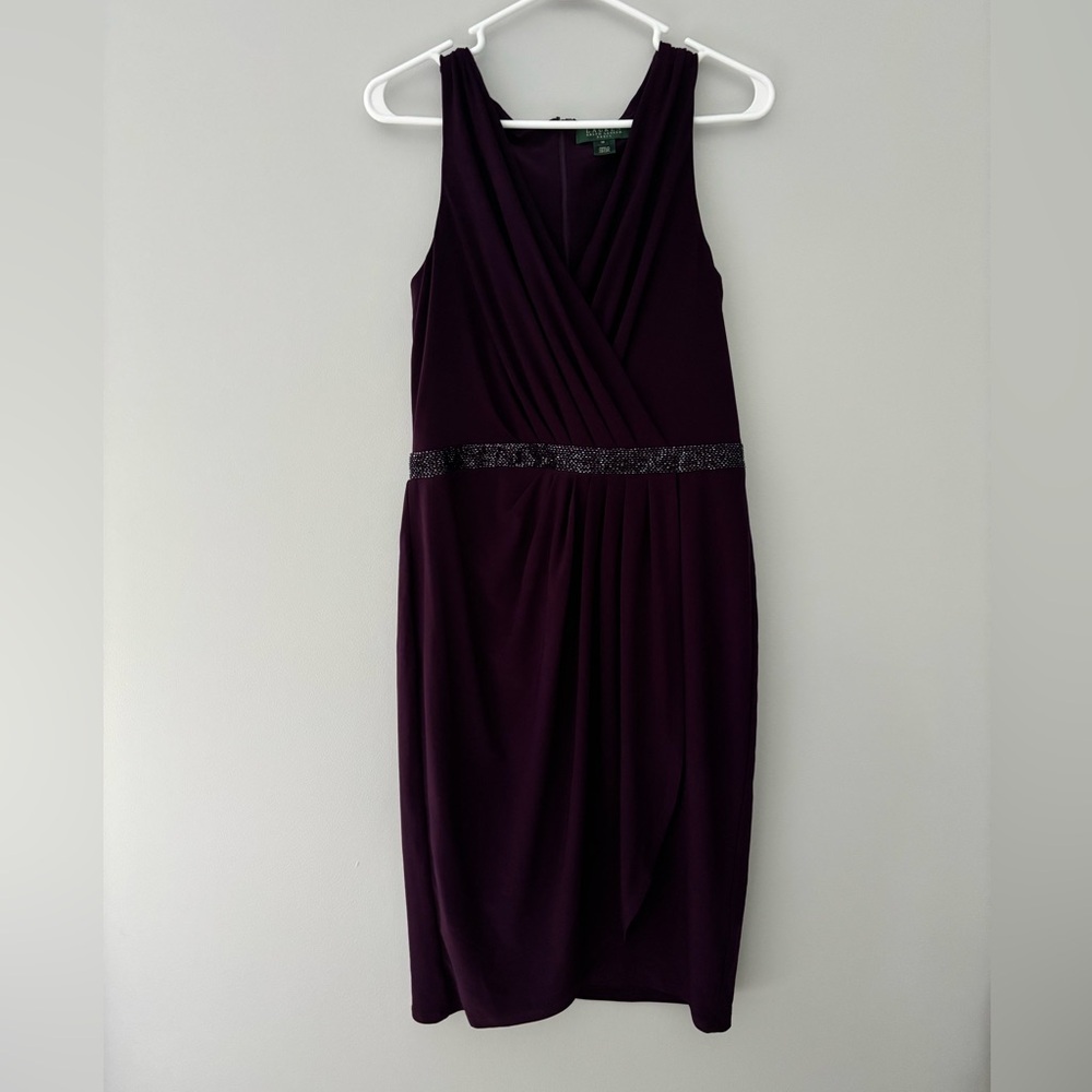 Lauren Ralph Lauren Purple Ruched Sheath Dress